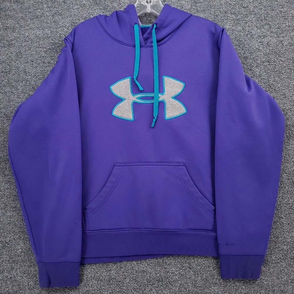 Under Armour Storm Semi Fitted Purple Blue and Gray Logo Hoodie
